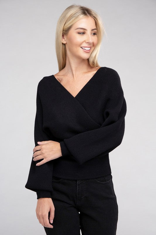 Cross Wrap Pullover Sweater