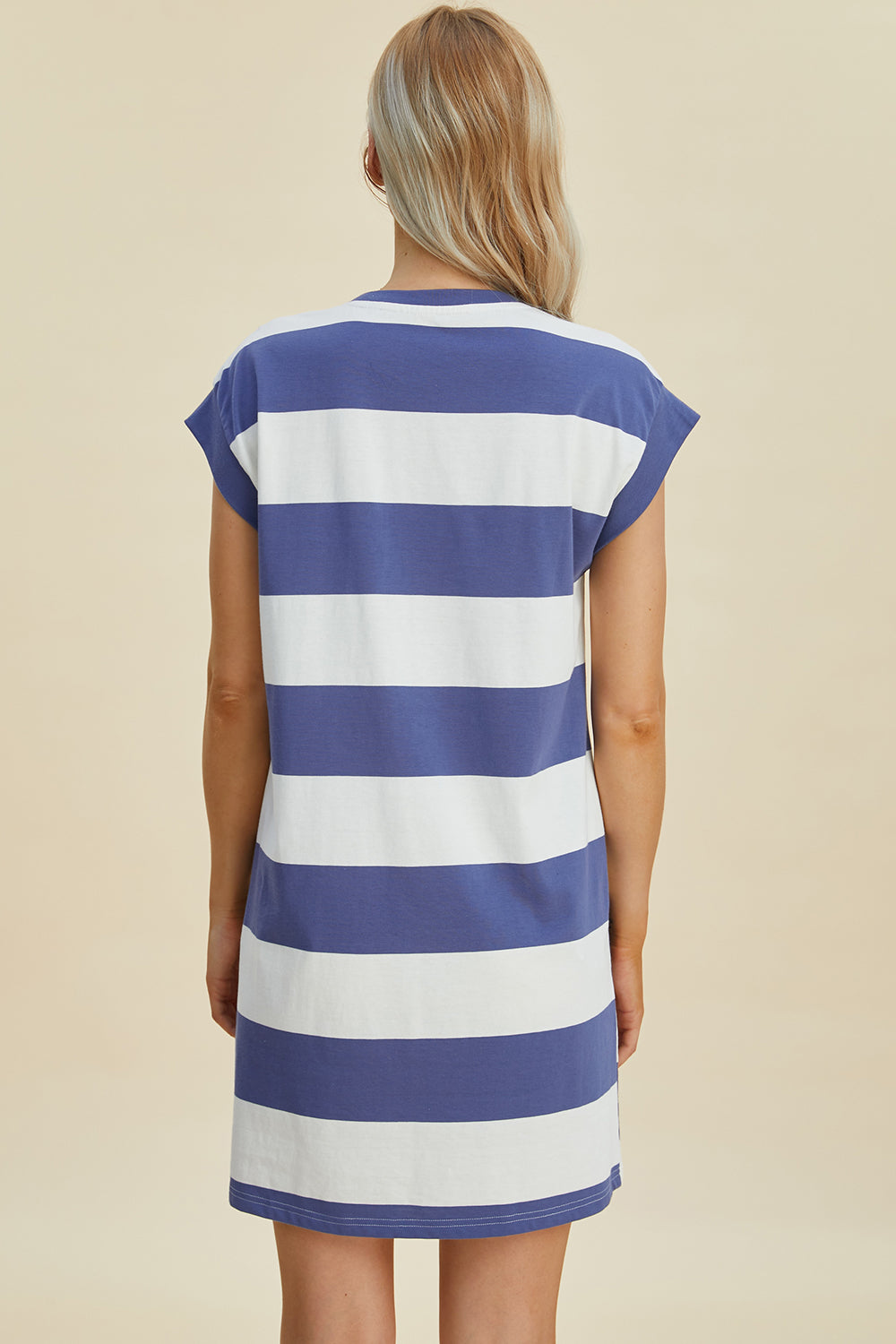 Striped Round Neck Mini Dress