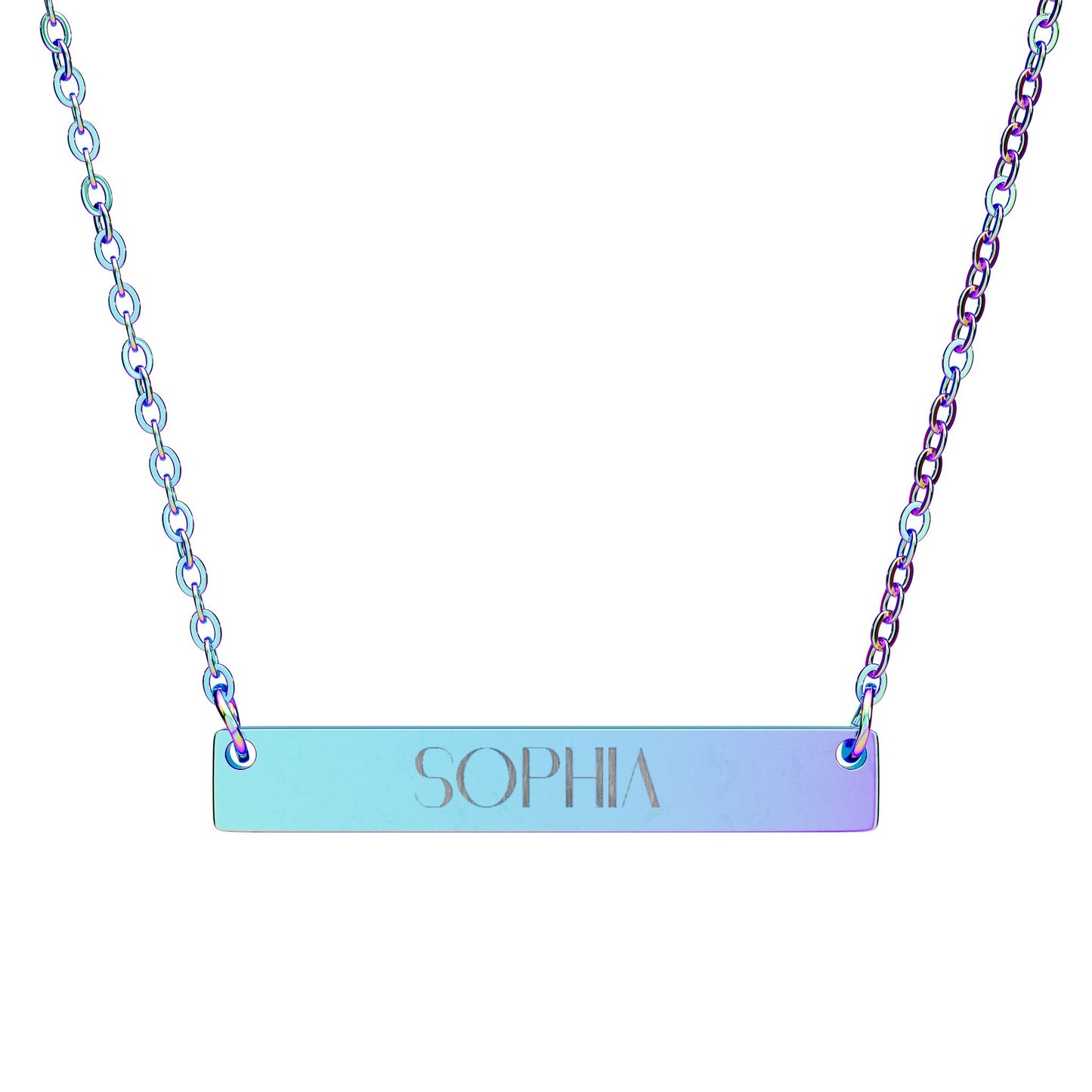 Engravable Horizontal Bar Necklace — Personalized Nameplate Pendant