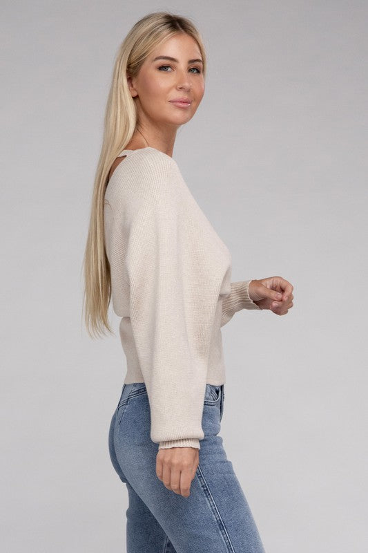 Cross Wrap Pullover Sweater