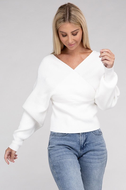 Cross Wrap Pullover Sweater