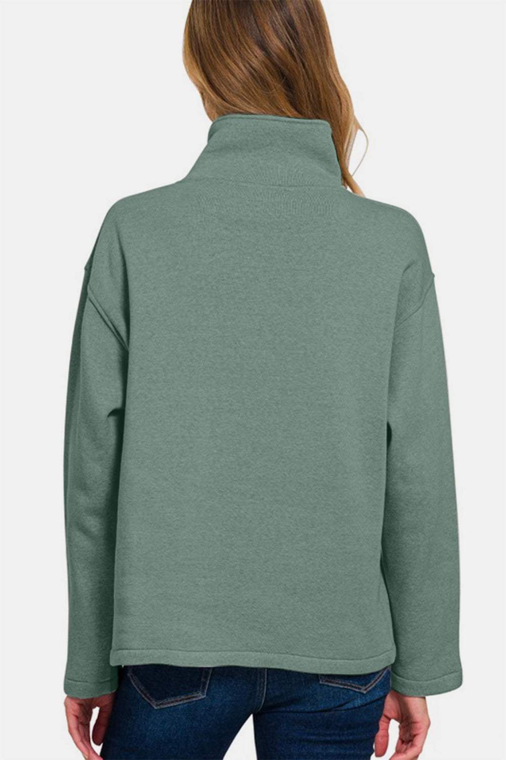 Turtleneck Half Snap Fleece Sweatshirt