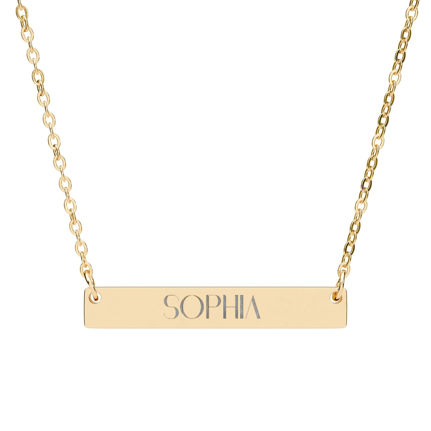 Engravable Horizontal Bar Necklace — Personalized Nameplate Pendant