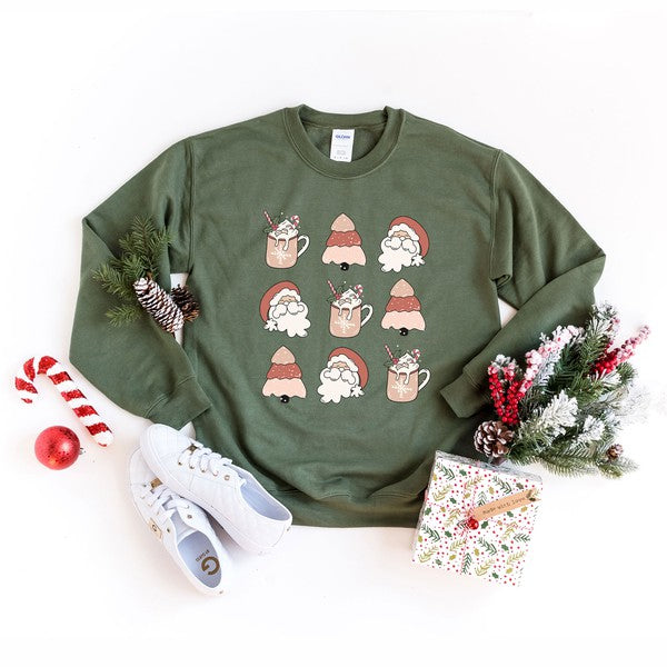 Santa Tree Mug Chart Graphic Sweatshirt