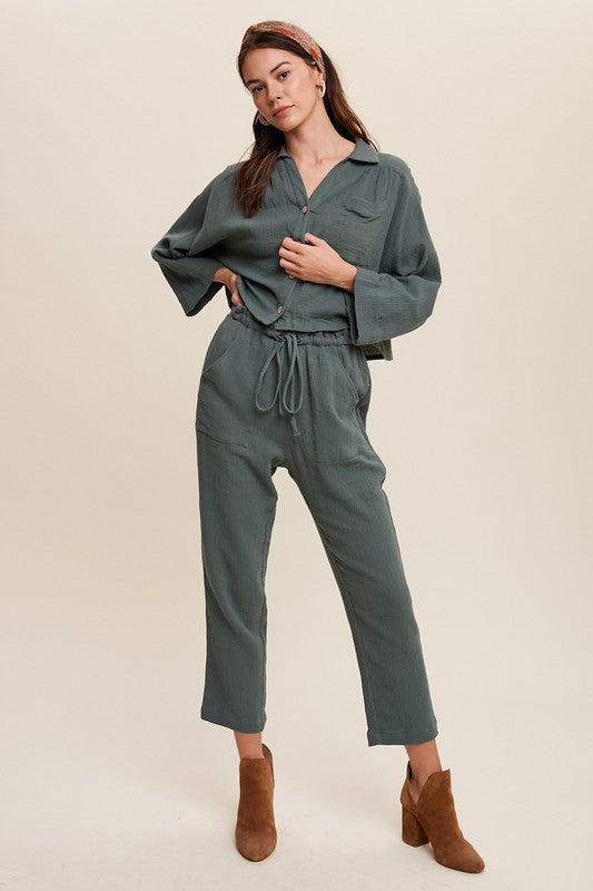 Long Sleeve Button Down and Long Pants Sets