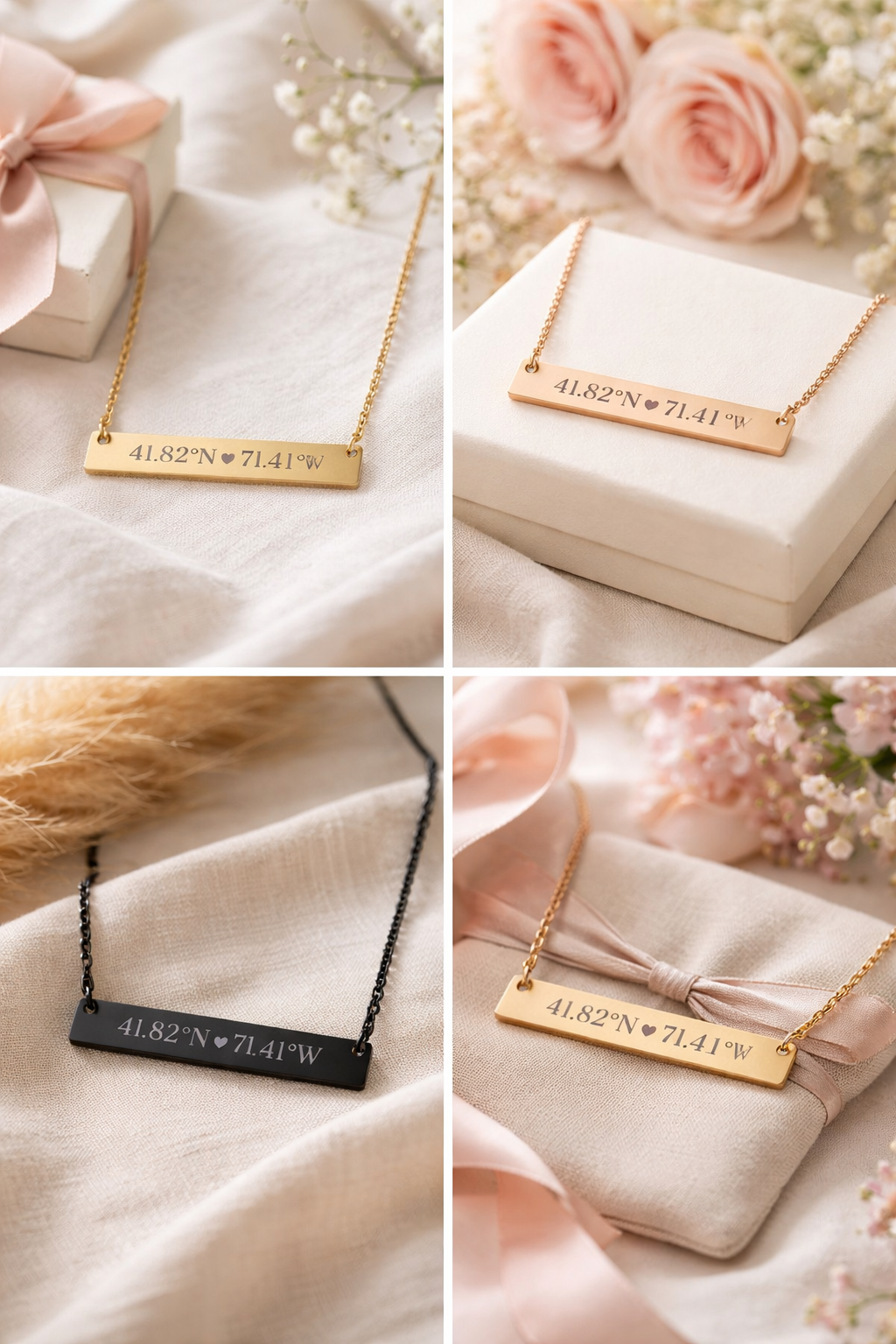 Engravable Coordinate Horizontal Bar Necklace