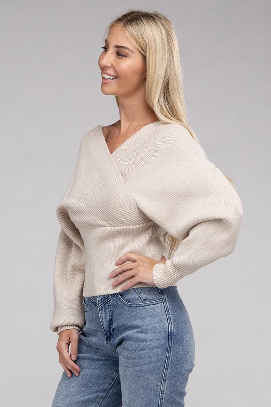 Cross Wrap Pullover Sweater