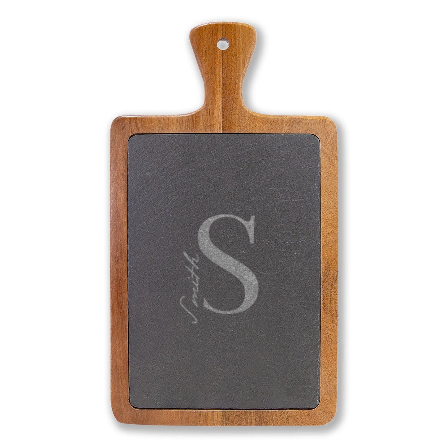Engraved Personalized Charcuterie Board with Slate Insert & Cheese Tools