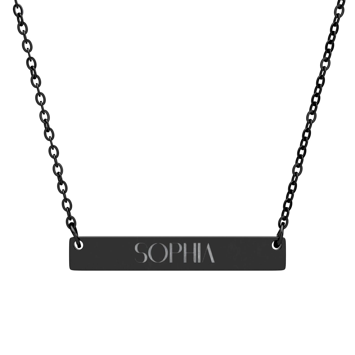 Engravable Horizontal Bar Necklace — Personalized Nameplate Pendant