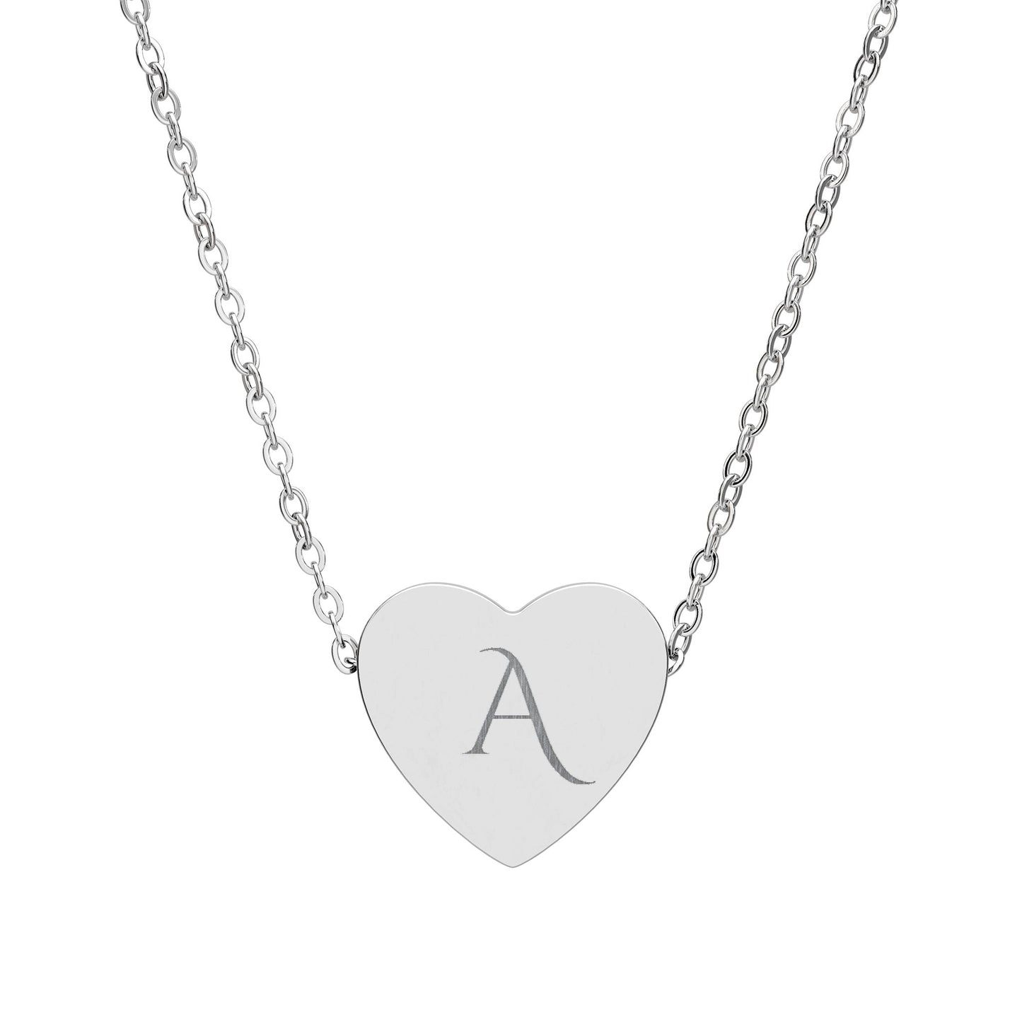 Engravable Heart Necklace — Personalized Silver or Black Pendant