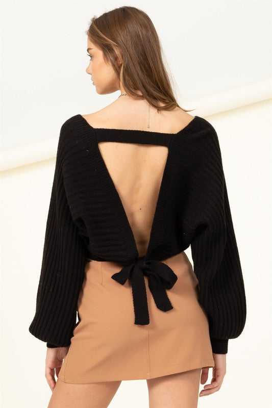 Tie-Back Cropped Sweater Top