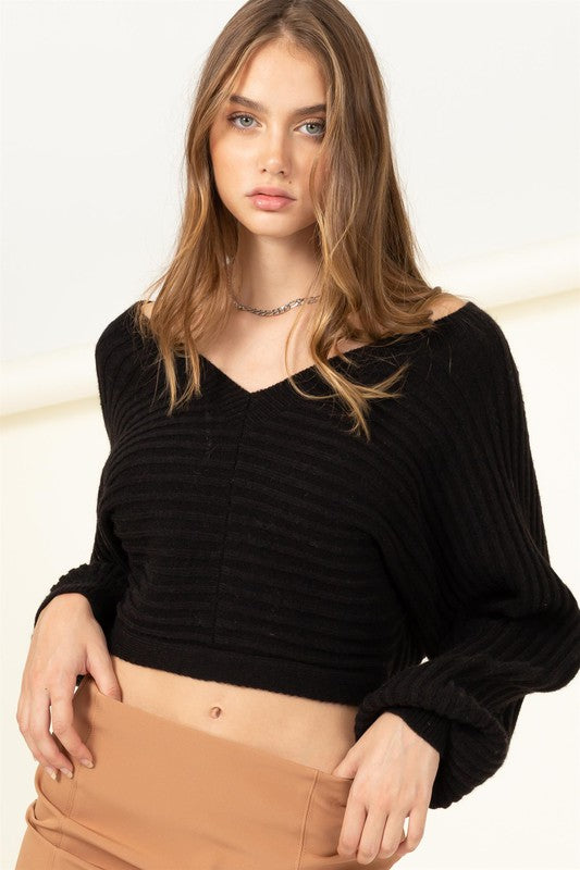 Tie-Back Cropped Sweater Top